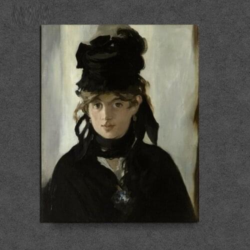 Edouard Manet Woman In Black Hat Canvas Painting Prints Living Room Home Decoration Modern Wall Art Oil Painting Posters Picture