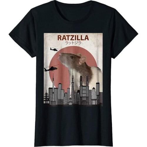 Men Cotton T-Shirt Fashion Summer The New Fashion Ratzilla Funny Rat T-Shirt Cute Japanese Mouse Lovers Gift Cool Shirt Tees