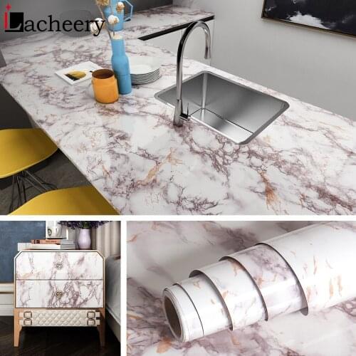 Smooth Marble Waterproof Wallpaper PVC Self Adhesive Wall Sticker for Kitchen Vinyl Decorative Cabinet Contact Paper Home Decor