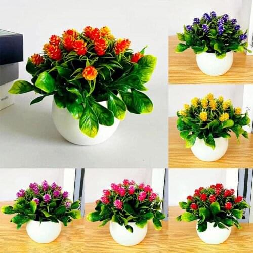 1 Set Artificial Bonsai Non-fading Practical Plastic Simulation Pine Cone Potted Flower Plants for Home Decorating Ornament
