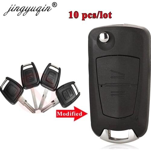 Jingyuqin 10pcs 2BT Modified Flip Car Remote Key Shell For Vauxhall Opel Astra Zafira Vectra Omega HU100/HU46/HU43/YM28 Key Case
