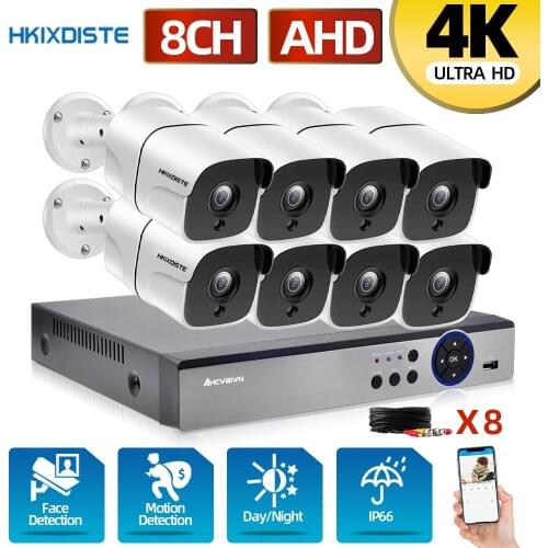 H.265 CCTV DVR Home Security Camera System 4K 8CH Video Surveillance Camera System Set 8 Channel DVR Kit 8MP 36pcs Infrared Led