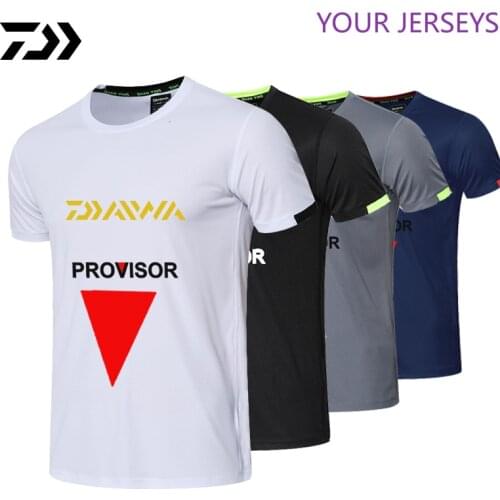 Summer Daiwa Clothes For Fishing Tshirt Men Outdoor Sports Anti-sweat Breathable Quick Dry Golf Running Clothing T-shirt