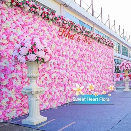 Hot Sales! Artificial Flower Panel Exquisite Multipurpose Faux Silk Flower Decorative Stimulation Rose Wall Panel for Wedding