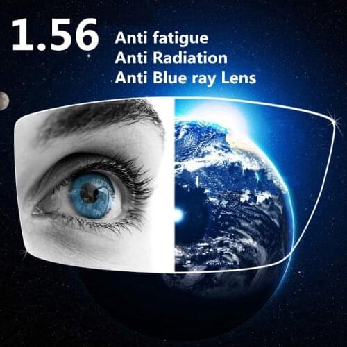 1.56 Index UV 400 Index Anti Blue Ray Anti Radiation Resin Lenses Green Coating Anti Fatigue Lens for Eyes