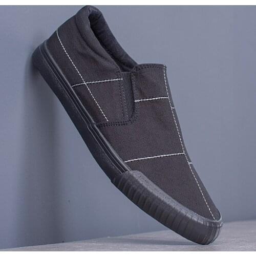 Shoes Men Breathable Mens Canvas Sneakers Geometric Strip ShoesSlip on Men Loafer Shoes Summer Lazy Leisure Vulcanized Shoes