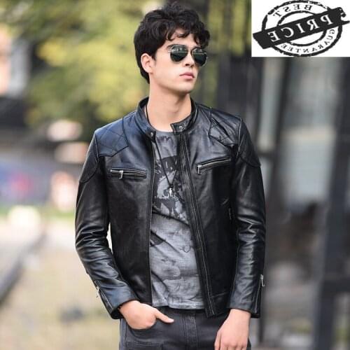 Winter Spring Genuine Leather Jacket Men 100% Natural Real Sheepskin Coat Autumn Streetwear Moto Biker Leather Coats 31a5