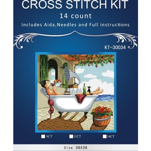 Ntake a bath enjoy life2016home Decor counted14ct white canvas similar DMC Cross Stitch kits14ct needlework Set DIY embroidery