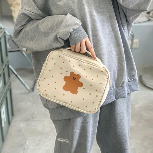 New Kawaii Bear Womens Cosmetic Bag Cute Cartoon Makeup Bag Female Travel Wash Bag Organizer Casual Storage Pouches For Girls