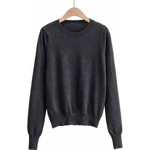 ZA New Autumn Winter Women O Neck Sweaters Pullovers Warm Minimalist Korean Solid Knit Shirt Lady Chic Tops