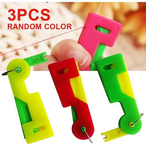 New 3pcs Color Random Mini Automatic Needle Threader Sewing Threading Guide Device Sewing Tool