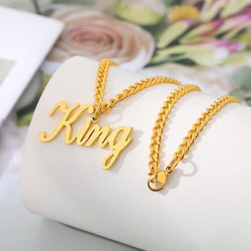 Customized Name Necklaces Pendants Stainless Steel Jewelry Gold Color Cuban Chain Personalized Nameplate Choker Handmade Gifts