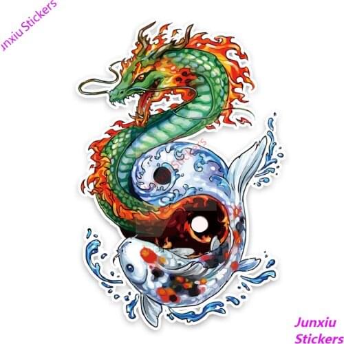 Personalized Animal Dragon And Fish Colorful Car Stickers and Decals Reflective Waterproof Scratch-Proof Exterior PVC16x11cm