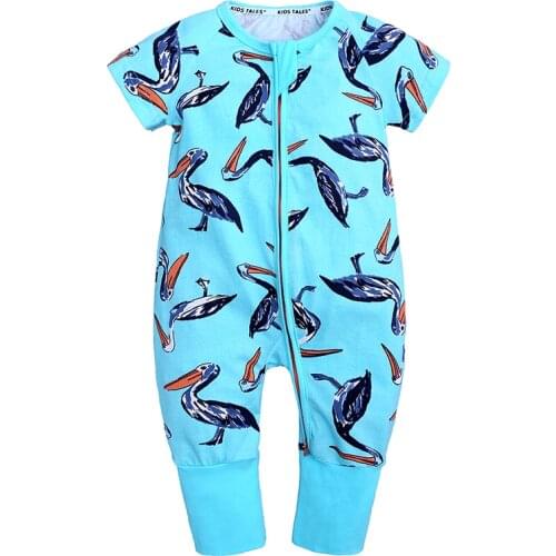 PQ099 Summer Newborn Infant Baby Boys Girls animal print Romper cotton short sleeve boys girls Jumpsuit Rompers Outfit Clothes