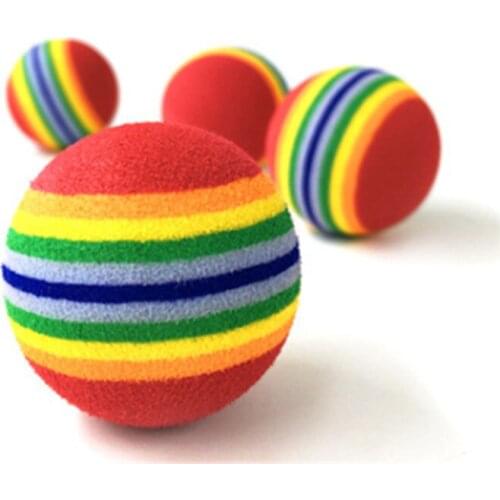 1Pcs Rainbow Dog Toys Puppy Toys Ball Interactive Cat Toys Play Chewing Rattle Scratch EVA Ball Training Pet Supplies
