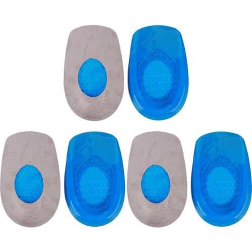 3Pair Silicone Heel Pad Insoles Heel Insert Elevator Sports Shoes Pad Anti-skid Shock Absorption Height Increase Insole Pads