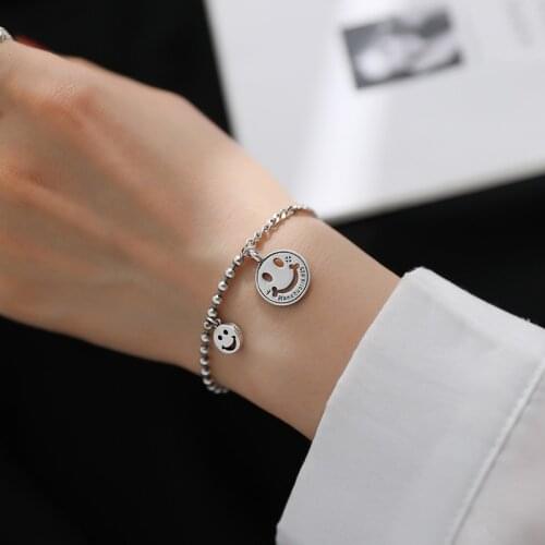 Splicing Chain Hollow Smiling Face Thai Silver Color Bracelet for Women Men Party Jewelry Gifts Wholesale