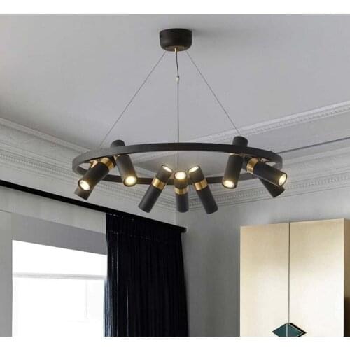 Nordic led Lighting Living Room Ring Pendant Lamp Retro Restaurant Hanging Lamp Net Red Commercial Lighting Black Hanging Lights