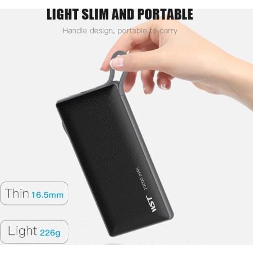 10000mAh Portable Charger Quick Charge Power Bank with Built in Type C Micro USB Cable Fast Charging for iPhone Samsung Xiaomi