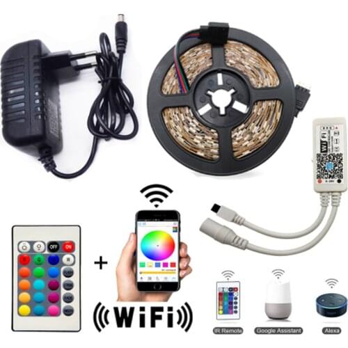 WiFi Led Strip Light SMD 5050 60led 2835 RGB Led Stripe DiodeTape DC12V Flexible RGB LED Strip Ribbon Diode with WiFi Controller