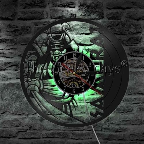 Japanese Samurai Led Light Wall Light USB With Remote Control LED Backlight Modern Home Decor Vinyl Record Wall Clock