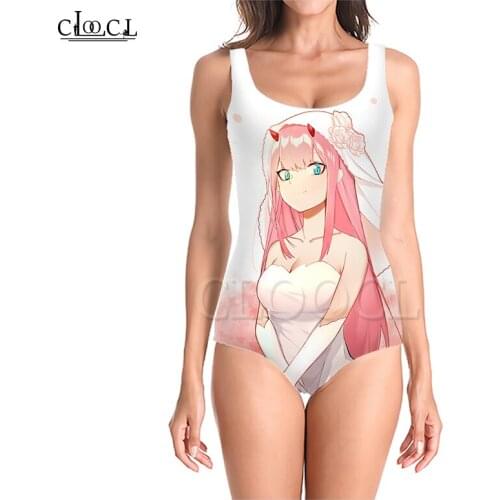 CLOOCL Anime Darling In The Franxx Zero Two One-Piece 3D print Women Sleeveless Sexy Swimwear Summer Girl Ladies Beach Swimsuits