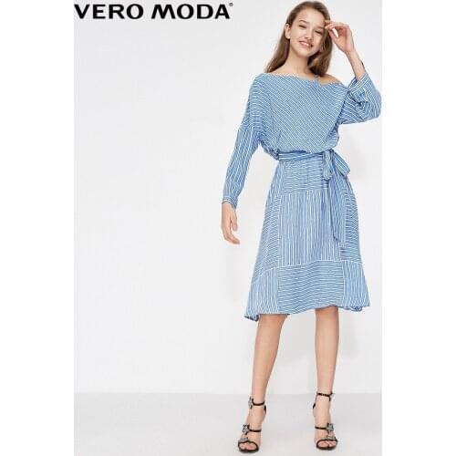 Vero Moda Womens Asymmetrical Shoulders 3/4 Sleeves High-rise Dress | 31927C508