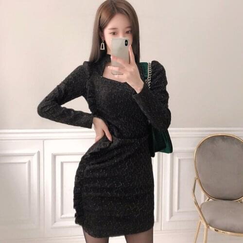 ZUOMAN Women Autumn Shirring Black Pencil Mini Dress Office Sexy Elegant Sheath Bodycon OL Vestidos Korean Party Dresses