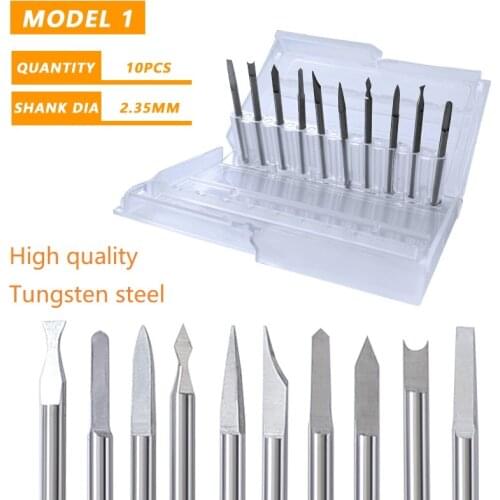 10pcs Carving Drill Bit Walnut Carving Wood Carving Tungsten Steel Woodworking Milling Cutter Set Woodworking Knife Carving Tool