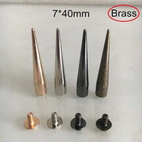 16 Set Long Sharp Brass Rivet Studs Spikes,7*40mm,Screw In Studs,Gold,Silver,Bronze,Gun Black Metal,Leather Crafts Accessories