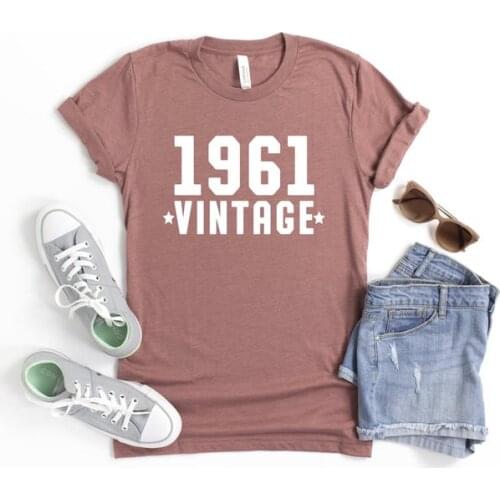 1961 Vintage Birthday Birthday Gifts Party Gift for Him T-Shirt Women Plus Size Cotton Lady Clothes Fashion O Neck Short Sleeve
