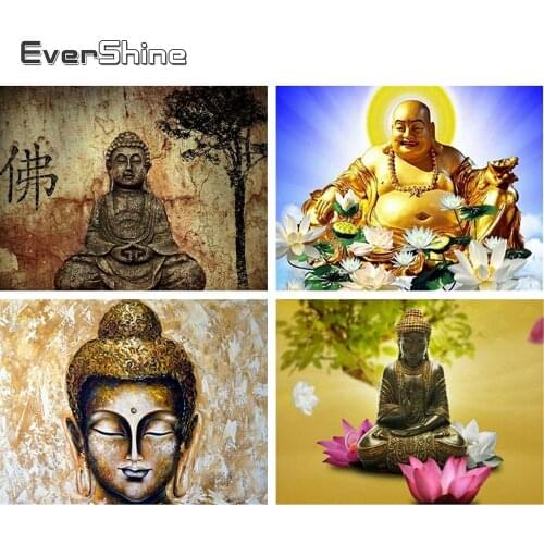 Evershine Diamond Painting Buddha Full Square Religious Icon Diamond Embroidery Portrait Cross Stitch Kit Pictures Of Rhinestone