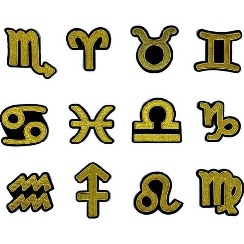 Astrology 12 Constellation Sign Mark Symbol Sticker Boys Girls Clothing Schoolbag Ornament Badge Iron on Patch Sticker