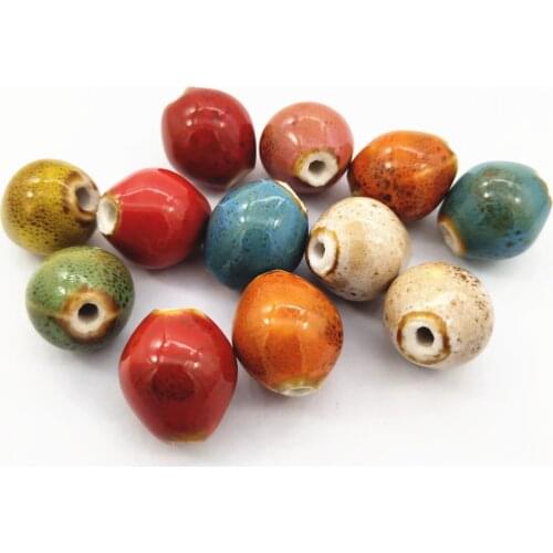 10 Pcs/Lot) 16x14mm Rhombus Ceramic Beads DIY Handmade Accessories Porcelain Loose Beads For Necklace Bracelet Jewelry Making