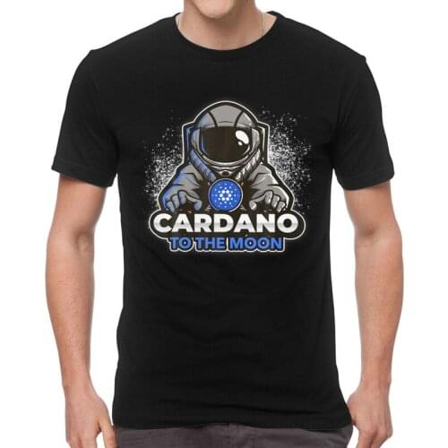 Cardano To The Moon T-shirt Men Fashion T Shirts Short Sleeve Crypto Vintage Retro Astronaut ADA Tshirts Cotton Tees Top Clothes