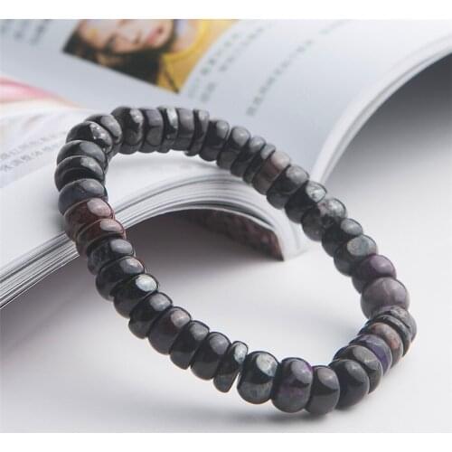 Precious Natural Purple Sugilite Gems Stone Abacus Marquise Bead Stretch Woman Bracelet