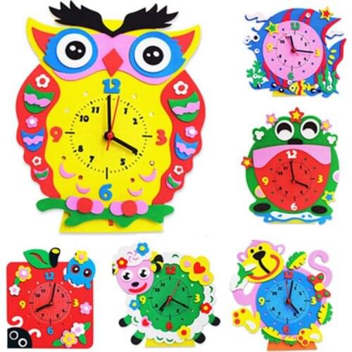 EVA Educational Handmade Material Kids DIY Handmade Material Creativity Developing Props Cartoon Animal Clocks Crafts Kits DY08