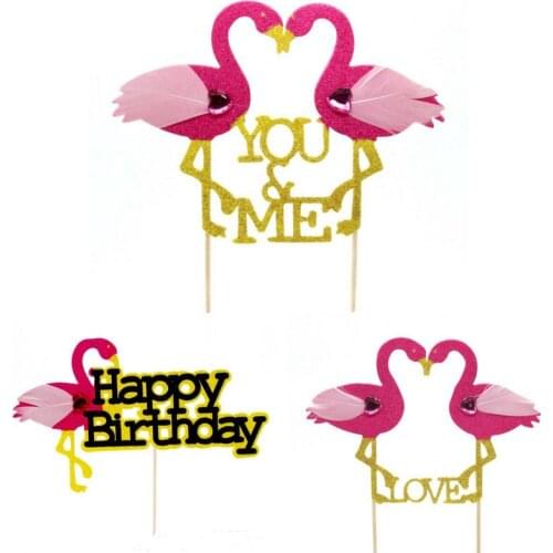 1 Pcs Flamingo Cake Flags Happy Birthday Love Cupcake Topper Flags For Wedding Cake Design Cake Decorating Cakes For Kids