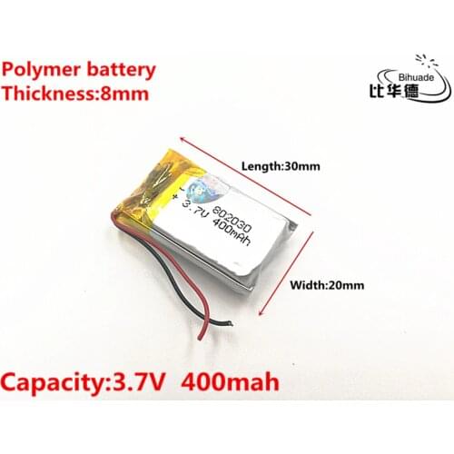 Good Qulity 3.7V,400mAH,802030 Polymer lithium ion / Li-ion battery for TOY,POWER BANK,GPS