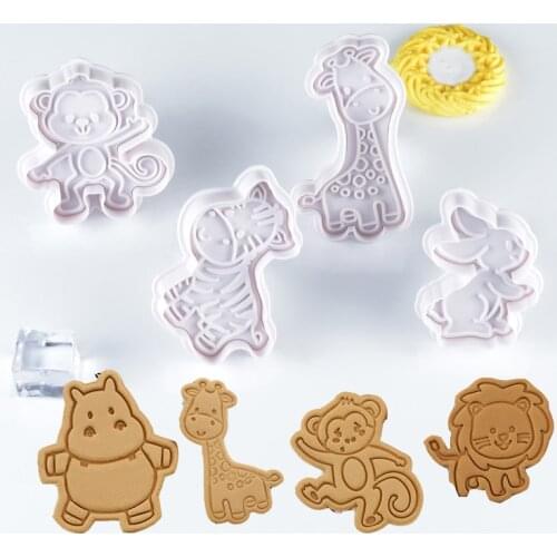 New 4pcs Cake Tools Animal Cookie Cutter Set Christmas Cutters Biscuit Stamp Fondant Mould Baking Sugarcraft Mold