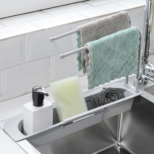 Kitchen Retractable Sink Rack Organizer Drainer Rack Storage Basket Faucet Holder rotatable Bathroom Holder Sink Kitchen Tool