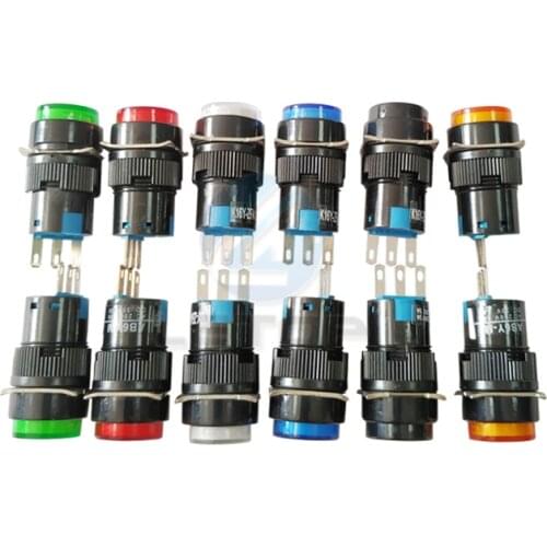 LETOP 6PCS Lock Unlock Push Switch K16Y-ZFA1 AB6Y-M 16mm Press Button For Six Colors