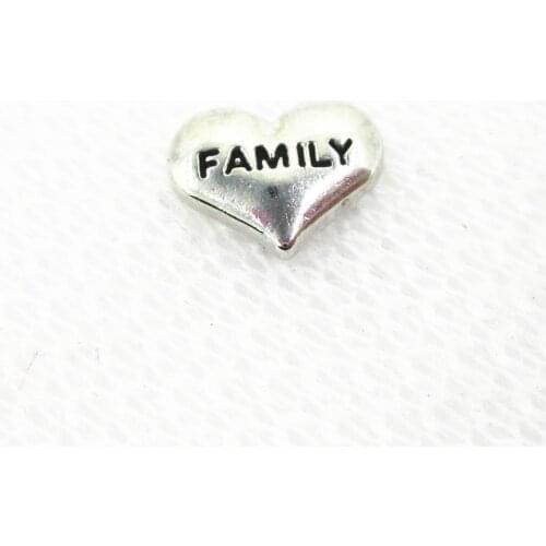 Hot Selling 20pcs/lot Silver Heart Family Floating Charms Living Glass Memory Lockets Floating Charms DIY Jewelry Accessory