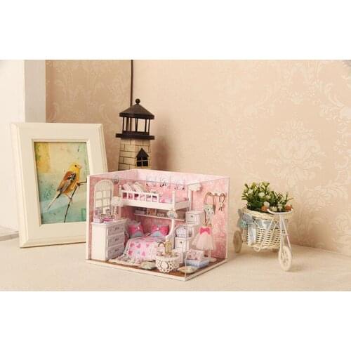 Furniture DIY Doll House Wodden Miniatura Doll Houses Furniture Kit Puzzle Handmade Dollhouse Toys For Children girl gift H006