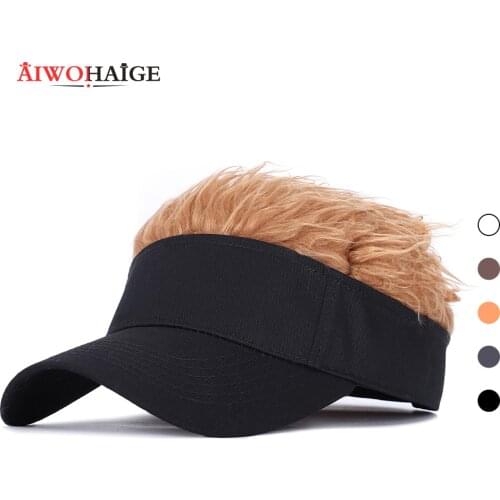 Men Women Casual Concise Sunshade Adjustable Sun Visor Baseball Cap With Spiked Hairs Wig Baseball Hat With Spiked Wigs