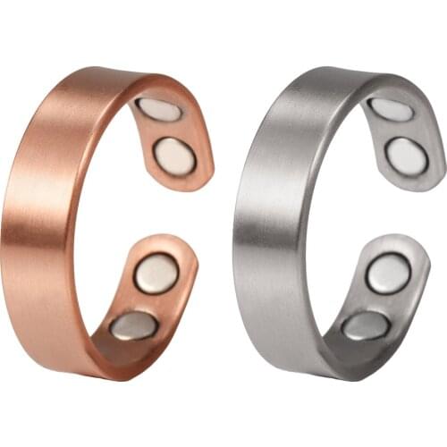 Wollet Ladies Womens 99.9% Pure Copper Magnetic Rings Set 2PCS 4 Magnets Magnetic Therapy for Arthritis