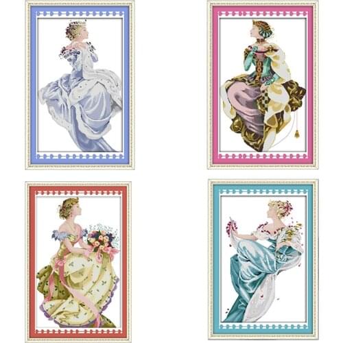Counted Cross-Stitch Kits Queen of Seasons Stamped Printed 11CT 14CT Patterns Crafts Home Decor Thread Embroidery Needlework Set
