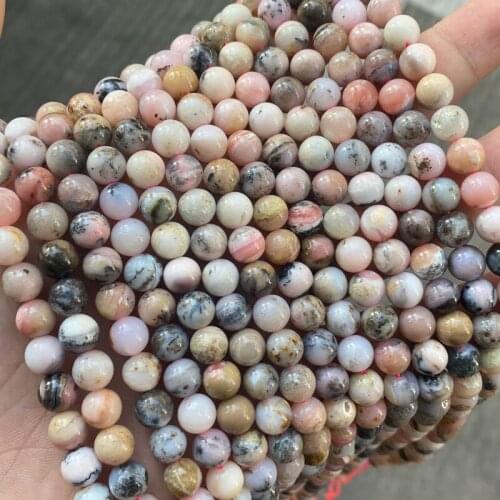 Natural Stone Pink Opal Beads 6mm 8mm 10mm Pick Size 15'' Strand Round Loose Gemstones Beads DIY Bracelet For Jewelry Making