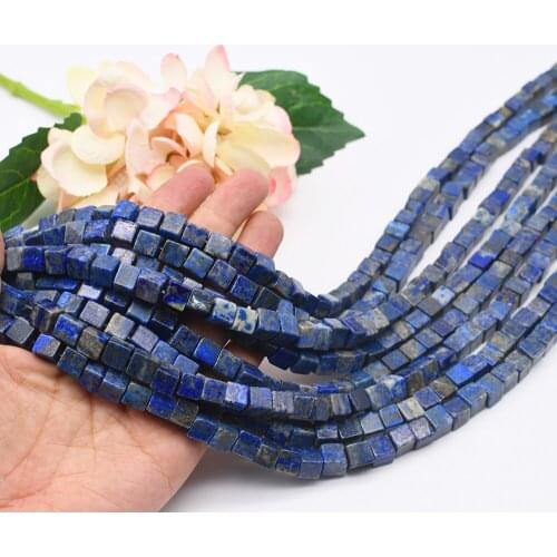 Natural Lapis Lazuli Square Stone Smooth Original stone Beads 8mm Loose Strand 15.5"