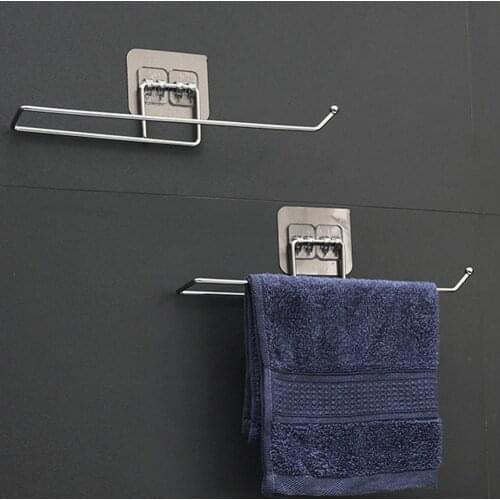 New Self-adhesive Towel Holder Rack Kitchen Under Cabinet Towel Cup Paper Hanger Rack Organizer Bathroom Towel Bar Shelf Roll